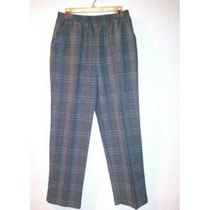Womens Pull-On Pants Gray Plaid Sz 12A Elastic Waist Haband prince of wales EUC
